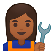 Emoji 👩🏾‍🔧 Meccanico Donna: Carnagione Abbastanza Scura su Google Android 9.0.