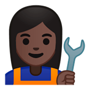Emoji 👩🏿‍🔧 Meccanico Donna: Carnagione Scura su Google Android 9.0.