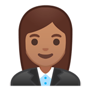 👩🏽‍💼 Emoji Oficinista Mujer: Tono De Piel Medio en Google Android 9.0.