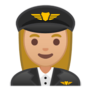 👩🏼‍✈️ Emoji Piloto De Avião Mulher: Pele Morena Clara na Google Android 9.0.