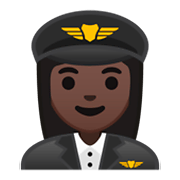 👩🏿‍✈️ Emoji Piloto De Avião Mulher: Pele Escura na Google Android 9.0.