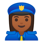 👮🏾‍♀️ Emoji Agente De Policía Mujer: Tono De Piel Oscuro Medio en Google Android 9.0.