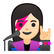 Émoji 👩🏻‍🎤 Chanteuse : Peau Claire sur Google Android 9.0.