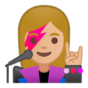 👩🏼‍🎤 Emoji Cantora: Pele Morena Clara na Google Android 9.0.