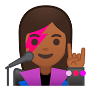 👩🏾‍🎤 Emoji Sängerin: mitteldunkle Hautfarbe Google Android 9.0.
