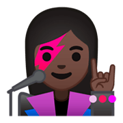 👩🏿‍🎤 Emoji Cantora: Pele Escura na Google Android 9.0.