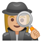 🕵🏼‍♀️ Emoji Detektivin: mittelhelle Hautfarbe Google Android 9.0.