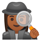 🕵🏾‍♀️ Emoji Detective Mujer: Tono De Piel Oscuro Medio en Google Android 9.0.