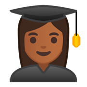 Emoji 👩🏾‍🎓 Studentessa: Carnagione Abbastanza Scura su Google Android 9.0.