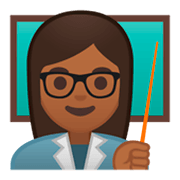 👩🏾‍🏫 Emoji Professora: Pele Morena Escura na Google Android 9.0.