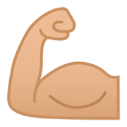 Emoji 💪🏼 Bicipite: Carnagione Abbastanza Chiara su Google Android 9.0.