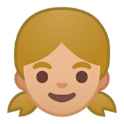 Émoji 👧🏼 Fille : Peau Moyennement Claire sur Google Android 9.0.
