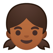 👧🏾 Emoji Menina: Pele Morena Escura na Google Android 9.0.