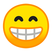 Emoji 😁 Faccina Raggiante Con Occhi Felici su Google Android 9.0.