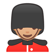 Emoji 💂🏼 Guardia: Carnagione Abbastanza Chiara su Google Android 9.0.