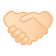 🤝🏻 Emoji Aperto De Mãos, Pele Clara na Google Android 9.0.