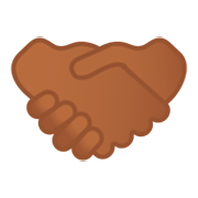 🤝🏾 Emoji Aperto De Mãos, Pele Morena Escura na Google Android 9.0.