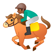 🏇🏾 Emoji Pferderennen: mitteldunkle Hautfarbe Google Android 9.0.