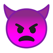 Emoji 👿 Faccina Arrabbiata Con Corna su Google Android 9.0.