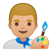 Emoji 👨🏼‍🎨 Artista Uomo: Carnagione Abbastanza Chiara su Google Android 9.0.