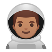 👨🏽‍🚀 Emoji Astronaut: mittlere Hautfarbe Google Android 9.0.