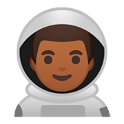 👨🏾‍🚀 Emoji Astronauta Homem: Pele Morena Escura na Google Android 9.0.