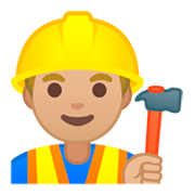 👷🏼‍♂️ Emoji Obrero Hombre: Tono De Piel Claro Medio en Google Android 9.0.