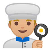 Emoji 👨🏼‍🍳 Cuoco: Carnagione Abbastanza Chiara su Google Android 9.0.