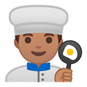 Émoji 👨🏽‍🍳 Cuisinier : Peau Légèrement Mate sur Google Android 9.0.