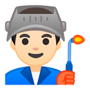 👨🏻‍🏭 Emoji Fabrikarbeiter: helle Hautfarbe Google Android 9.0.