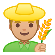 Emoji 👨🏼‍🌾 Contadino: Carnagione Abbastanza Chiara su Google Android 9.0.