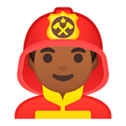 👨🏾‍🚒 Emoji Bombero: Tono De Piel Oscuro Medio en Google Android 9.0.