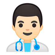 👨🏻‍⚕️ Emoji Arzt: helle Hautfarbe Google Android 9.0.