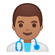 Émoji 👨🏽‍⚕️ Professionnel De La Santé : Peau Légèrement Mate sur Google Android 9.0.