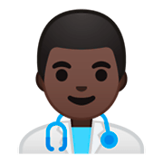👨🏿‍⚕️ Emoji Profesional Sanitario Hombre: Tono De Piel Oscuro en Google Android 9.0.