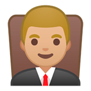 👨🏼‍⚖️ Emoji Richter: mittelhelle Hautfarbe Google Android 9.0.
