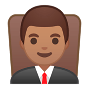 Emoji 👨🏽‍⚖️ Giudice Uomo: Carnagione Olivastra su Google Android 9.0.