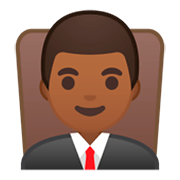 👨🏾‍⚖️ Emoji Richter: mitteldunkle Hautfarbe Google Android 9.0.