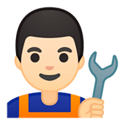 Emoji 👨🏻‍🔧 Meccanico Uomo: Carnagione Chiara su Google Android 9.0.