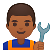 Émoji 👨🏾‍🔧 Mécanicien : Peau Mate sur Google Android 9.0.