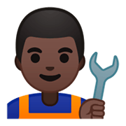 👨🏿‍🔧 Emoji Mechaniker: dunkle Hautfarbe Google Android 9.0.