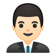 👨🏻‍💼 Emoji Oficinista Hombre: Tono De Piel Claro en Google Android 9.0.