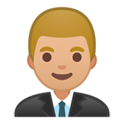 Emoji 👨🏼‍💼 Impiegato: Carnagione Abbastanza Chiara su Google Android 9.0.