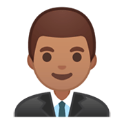 👨🏽‍💼 Emoji Oficinista Hombre: Tono De Piel Medio en Google Android 9.0.