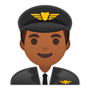 👨🏾‍✈️ Emoji Piloto De Avião Homem: Pele Morena Escura na Google Android 9.0.