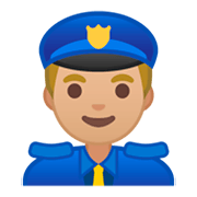👮🏼‍♂️ Emoji Agente De Policía Hombre: Tono De Piel Claro Medio en Google Android 9.0.