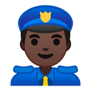 👮🏿‍♂️ Emoji Agente De Policía Hombre: Tono De Piel Oscuro en Google Android 9.0.