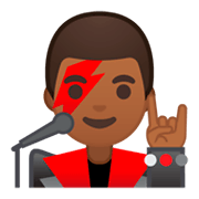 👨🏾‍🎤 Emoji Cantor: Pele Morena Escura na Google Android 9.0.