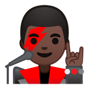 👨🏿‍🎤 Emoji Sänger: dunkle Hautfarbe Google Android 9.0.