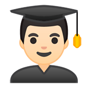 👨🏻‍🎓 Emoji Estudante: Pele Clara na Google Android 9.0.